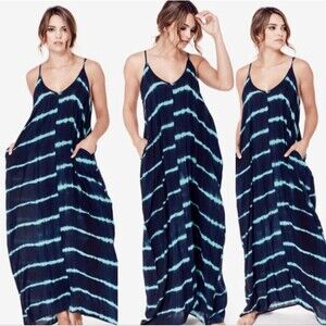 Love Stitch maxi dress Blue Tie Dye Adjustable Straps Size Small/Medium